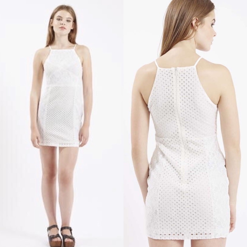 Topshop white lace bodycon dress petite